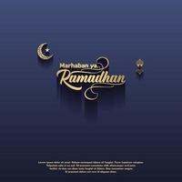 Islamitisch groet Ramadan kareem kaart plein achtergrond blauw goud kleur ontwerp voor Islamitisch partij vector