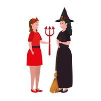 vrouwen in kostuums van Halloween vector
