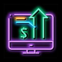 computer tabel van geld omhoog groei neon gloed icoon illustratie vector