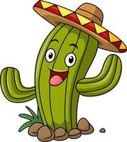 schattig Mexicaans tekenfilm cactus golvend hand- vector