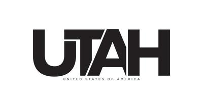 Utah, Verenigde Staten van Amerika typografie leuze ontwerp. Amerika logo met grafisch stad belettering voor afdrukken en web. vector