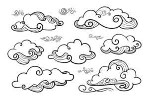 tekening reeks van wolken, vector illustratie.