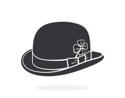 silhouet icoon van bowler hoed met Klaver vector