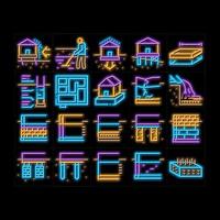 huis fundament baseren neon gloed icoon illustratie vector