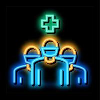 chirurg en verpleegsters neon gloed icoon illustratie vector