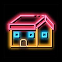 gebouw gemaakt dak neon gloed icoon illustratie vector