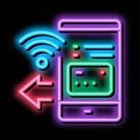 betalen voorbij gaan aan smartphone app neon gloed icoon illustratie vector