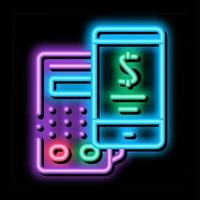 pos terminal smartphone betaling app neon gloed icoon illustratie vector