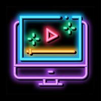video speler computer scherm neon gloed icoon illustratie vector