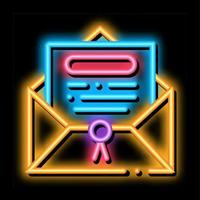 brief in envelop met zegel neon gloed icoon illustratie vector