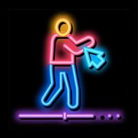 werk met beweging van Mens neon gloed icoon illustratie vector