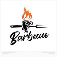 heet bbq steak rooster huis logo ontwerp sjabloon vector