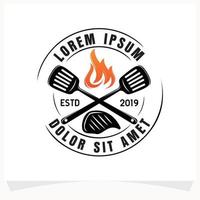 heet bbq steak rooster huis logo ontwerp sjabloon vector