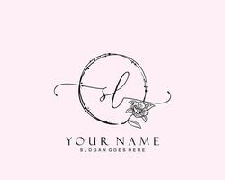 eerste sl schoonheid monogram en elegant logo ontwerp, handschrift logo van eerste handtekening, bruiloft, mode, bloemen en botanisch met creatief sjabloon. vector