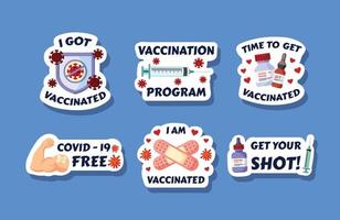 vaccin covid 19 sticker vector
