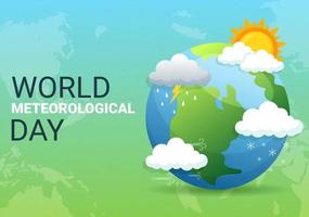 wereld meteorologisch dag illustratie met meteorologie wetenschap en onderzoeken weer in vlak tekenfilm hand- getrokken voor landen bladzijde Sjablonen vector