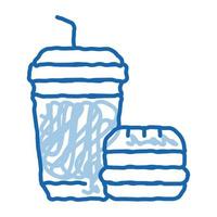 voedsel hamburger en drinken kop tekening icoon hand- getrokken illustratie vector
