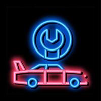 auto moersleutel gereedschap neon gloed icoon illustratie vector