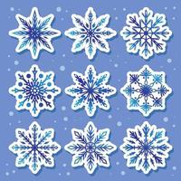 winter sneeuwvlokken sticker vector