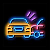 botsing van twee auto's neon gloed icoon illustratie vector