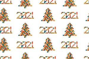 2021 en kerstboom pixel kunst naadloze patroon vector