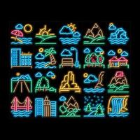 landschap reizen plaats neon gloed icoon illustratie vector