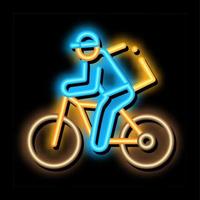 koerier levering door fiets neon gloed icoon illustratie vector