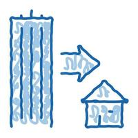 wolkenkrabber en huis tekening icoon hand- getrokken illustratie vector
