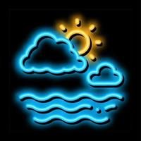 bewolkt weer Aan zee neon gloed icoon illustratie vector