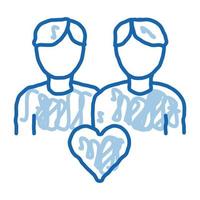 mannen homoseksueel liefde homo tekening icoon hand- getrokken illustratie vector