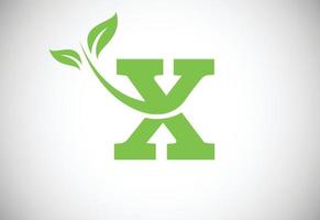 eerste brief X en blad logo. milieuvriendelijk logo concept. modern vector logo voor ecologisch bedrijf en bedrijf identiteit