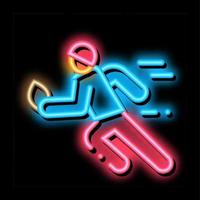 rugby speler in beweging neon gloed icoon illustratie vector
