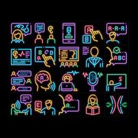 toespraak therapeut helpen neon gloed icoon illustratie vector
