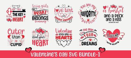 Valentijnsdag dag SVG bundel. Valentijnsdag dag t-shirt ontwerp citaat bundel vector