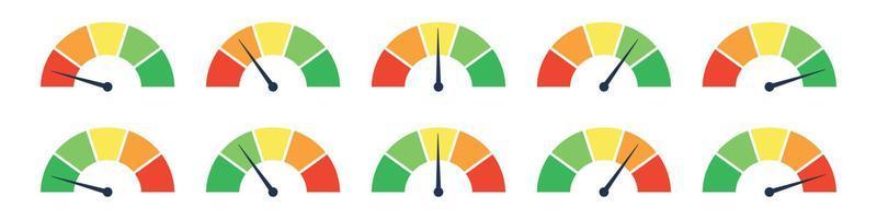 schaal meter met laag, hoog en medium bar. niveau risico diagram of controle kwaliteit. vector geïsoleerd illustratie