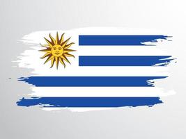 Uruguay nationaal vlag geschilderd met een borstel vector