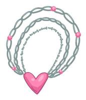 zilver keten ketting met roze hart hanger vector