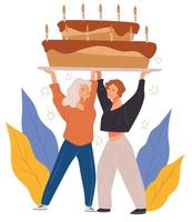 verrassing verjaardag partij, Dames Holding taart vector