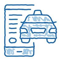taxi bijhouden via telefoon online taxi tekening icoon hand- getrokken illustratie vector