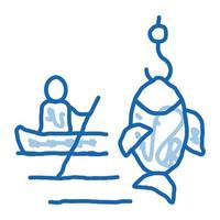 boot visvangst kanoën tekening icoon hand- getrokken illustratie vector