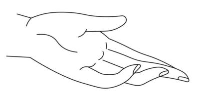 hand- geven of nemen, lijn kunst palm en vingers vector