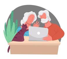 grootouders communiceren via internet websites vector