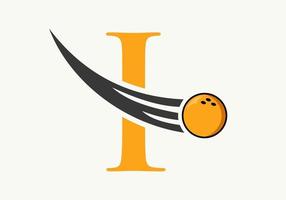 brief ik bowling logo. bowling bal symbool met in beweging bal vector sjabloon