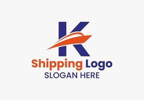 brief k Verzending logo zeilboot symbool. nautische schip het zeilen boot icoon vector