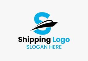 brief s Verzending logo zeilboot symbool. nautische schip het zeilen boot icoon vector