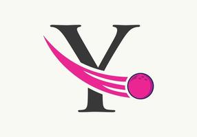 brief y bowling logo. bowling bal symbool met in beweging bal vector sjabloon