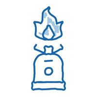 gaz cilinder met brand voor Koken tekening icoon hand- getrokken illustratie vector