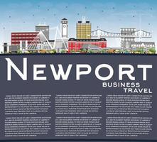 newport Wales stad horizon met kleur gebouwen, blauw lucht en kopiëren ruimte. vector
