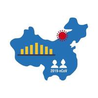 Chinese kaart met coronavirus infographic pictogram vector