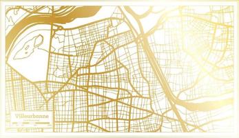 villeurbanne Frankrijk stad kaart in retro stijl in gouden kleur. schets kaart. vector